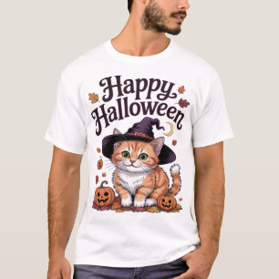 T-shirt Chat Citrouille Joyeux Halloween