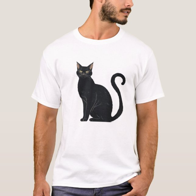 T-shirt Chat classique dos arqué � Silhouette Halloween vi (Devant)