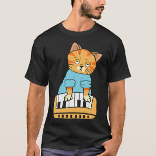 T-shirt Chat Clavier Mème Musique Chat Cadeau Drôle DJ
