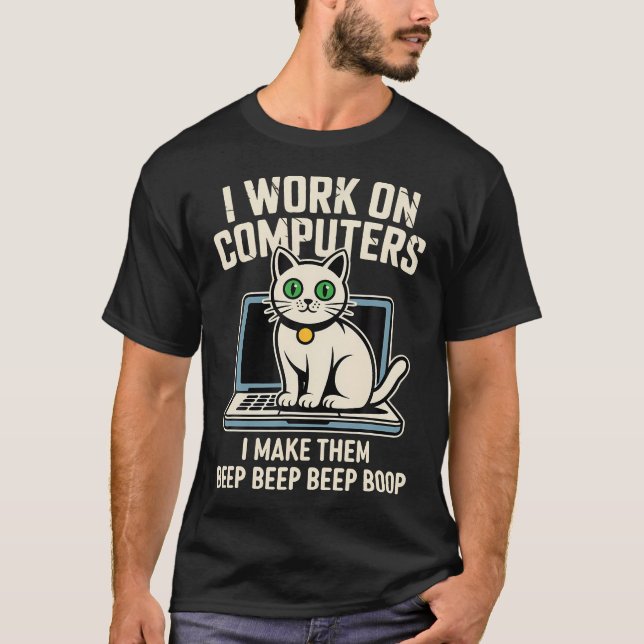 T-shirt Chat Codeur Informatique (Devant)