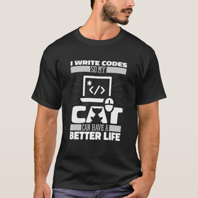 T-shirt Chat codeur Ingénieur logiciel Développeur Code Pr (Devant)