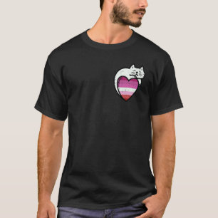 T-shirt Chat cœur lesbien poche femme amour Lgbt Fierté Fl