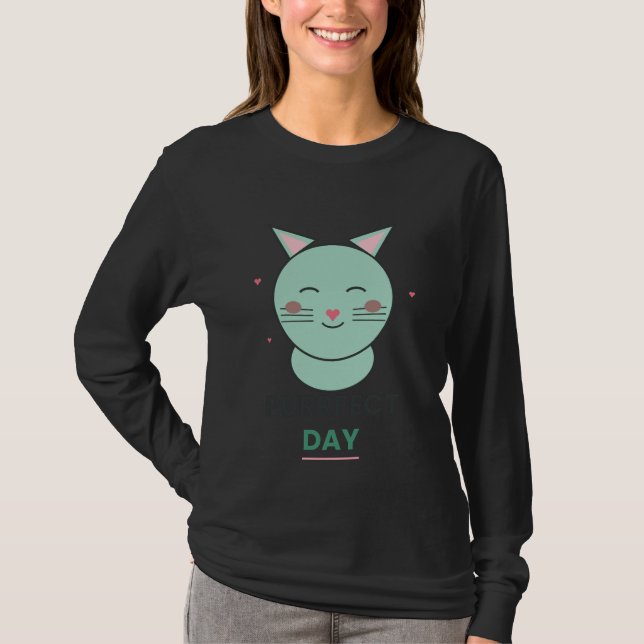 T-shirt chat coeur mignon jour parfait (Devant)