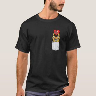T-shirt Chat coeur pochette Saint-Valentin Mignon Chat Cha