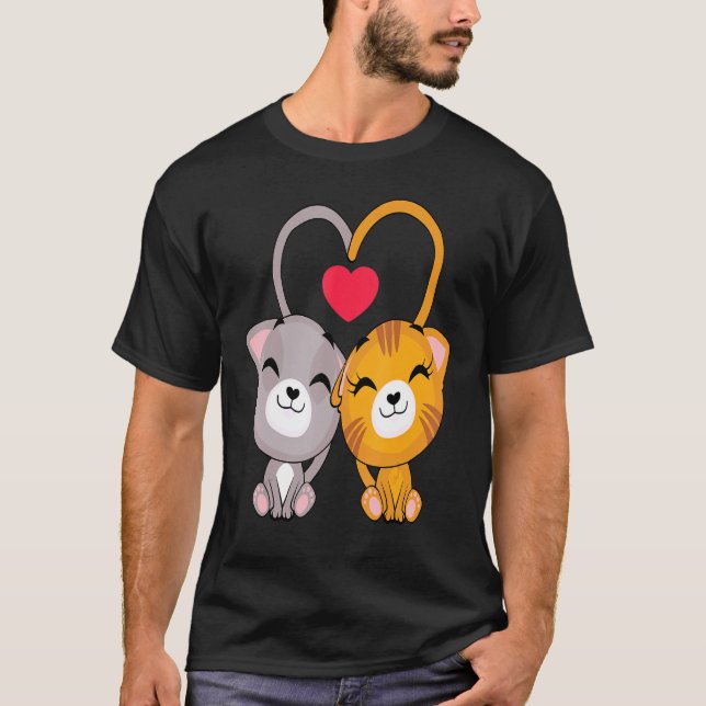 T-shirt Chat Coeur Valentines Jour Cute Kitten Kitty V Jou (Devant)