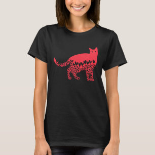 T-shirt chat coeurs de la saint-valentin pour femmes fille