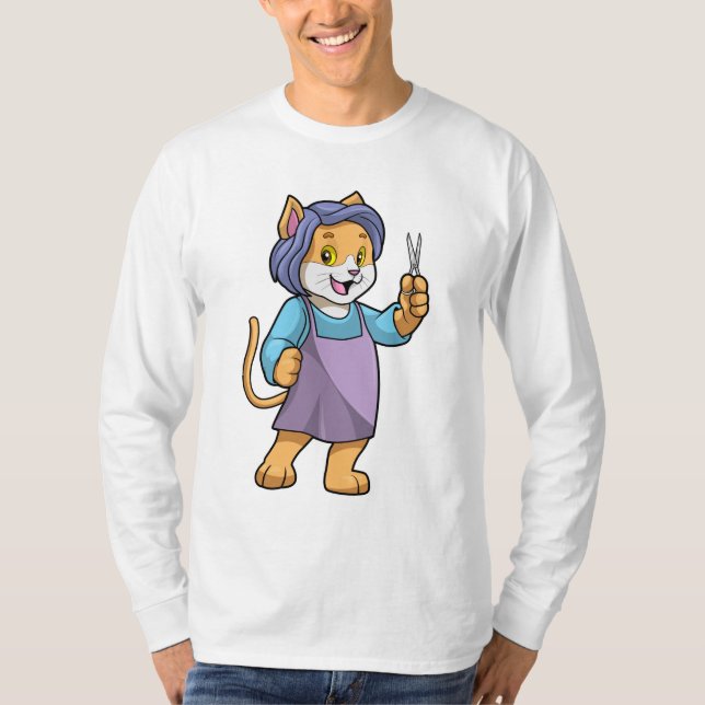 T-shirt Chat coiffeur avec ciseaux (Devant)