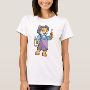 T-shirt Chat coiffeur avec ciseaux