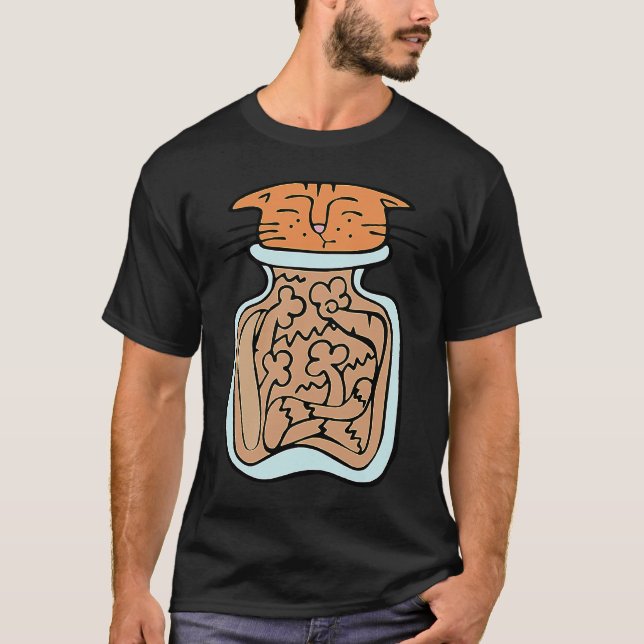T-shirt Chat coincé dans un bocal (Devant)