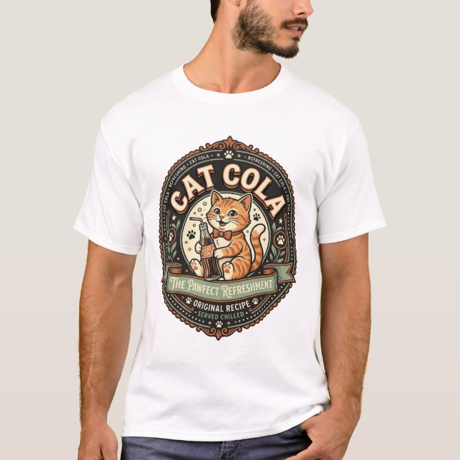 T-shirt Chat Cola Chat Boisson Gazeuse Étiquette Boisson C (Devant)