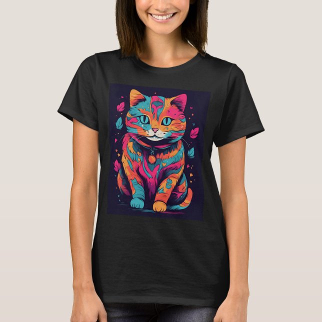T-shirt Chat Coloré (Devant)