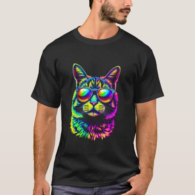 T-shirt Chat Coloré (Devant)