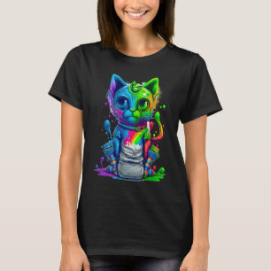T-shirt Chat coloré 3D Abstrait Vector Cat