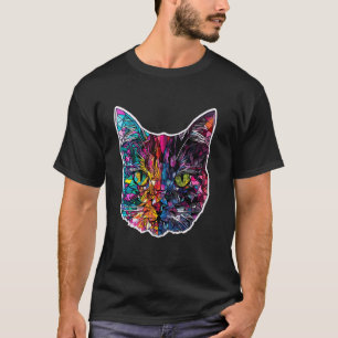 T-shirt Chat coloré abstrait géométrie polygonale mignon c