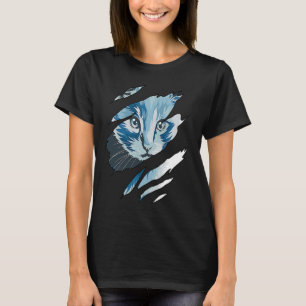 T-shirt Chat Coloré Chat Tissu Torn