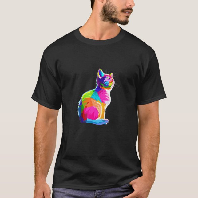 T-shirt Chat Coloré Cute Pour Chat (Devant)