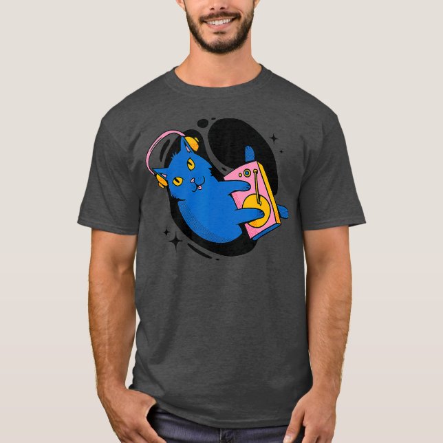 T-shirt Chat coloré Djing Dj Musique (Devant)