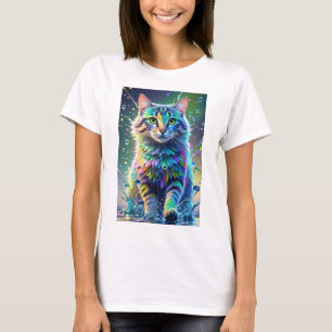 T-shirt Chat coloré, éclaboussure, peinture, classement de