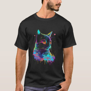 T-shirt Chat Coloré Kitty Adoption Art Psychédélique