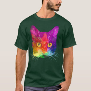 T-shirt Chat coloré mignon pour la conception multicolore 