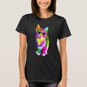 T-shirt Chat Coloré Pour Kitten Art Coloré