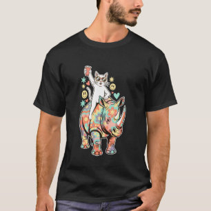 T-shirt Chat Coloré Rhinocéros Fête Rave EDM Festival Nuit