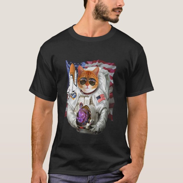 T-shirt , Chat comme astronaute pilote, commandant de la n (Devant)
