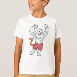 T-shirt Chat comme Bodybuilder avec de grands Muscles