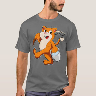 T-shirt Chat comme pêcheur avec canne de pêche Bucket d'ea