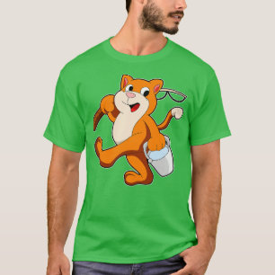 T-shirt Chat comme pêcheur avec canne de pêche Bucket d'ea