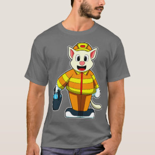 T-shirt Chat comme pompier avec seau d'eau