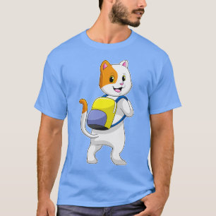 T-shirt Chat comme randonneur avec sac à dos