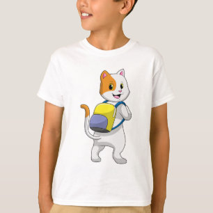 T-shirt Chat comme randonneur avec sac à dos