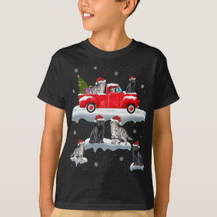 T-shirt Chat Conduite Arbre de Noël Camion Rouge Chat Noël