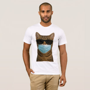 T-shirt Chat cool avec des nuances et un masque