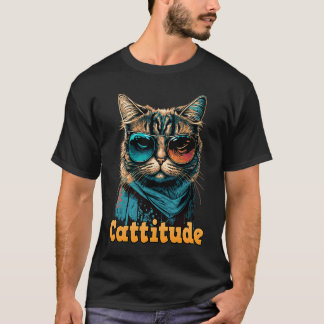T-shirt Chat Cool Avec Lunettes Cattitude Chats Attitude