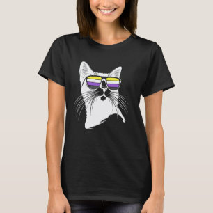 T-shirt Chat cool avec lunettes de soleil de fierté non bi