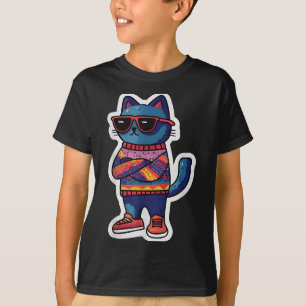 T-shirt Chat cool Avec Sungles Retro Style Amusant Animal