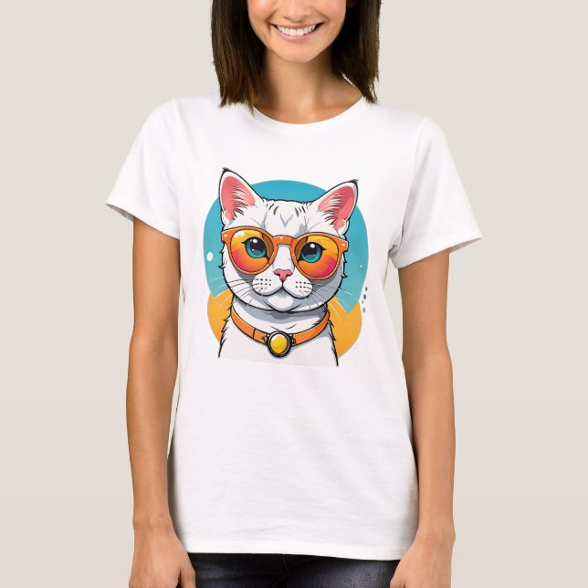 T-shirt Chat Cool en Lunettes de Soleil  (Devant)