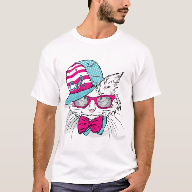 T-shirt Chat Cool en Lunettes de Soleil (Devant)