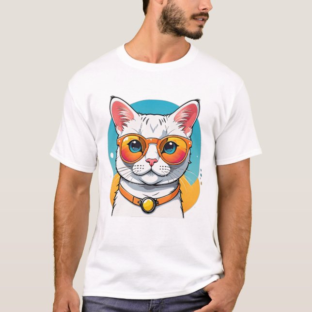 T-shirt Chat Cool en Lunettes de Soleil  (Devant)