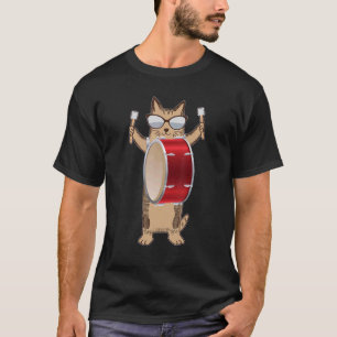 T-shirt Chat cool jouant de la grosse caisse Kit de perc