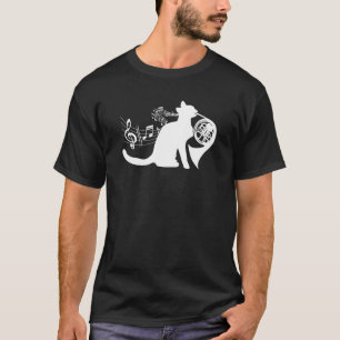 T-shirt Chat cool jouant du musicien de cor d'harmonie Orc