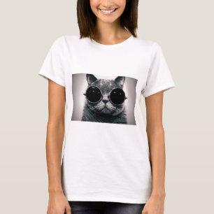 T-shirt chat cool kat kool avec des lunettes de soleil