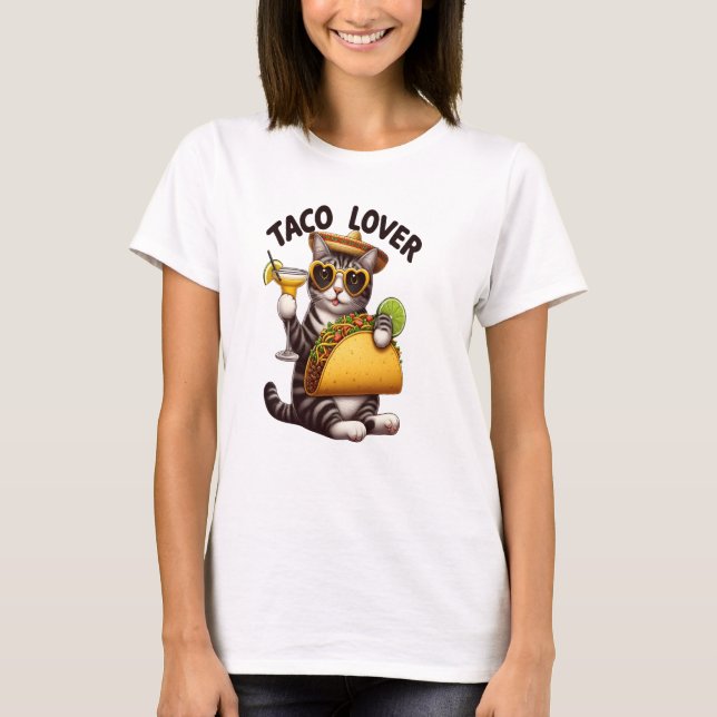 T-shirt Chat cool Profitant Du Mardi Taco (Devant)