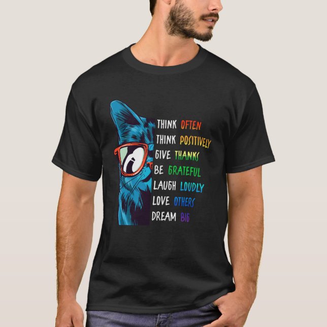 T-shirt Chat Cool Réfléchissant Motivation Positive Dicton (Devant)