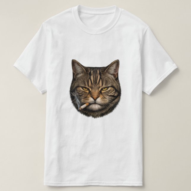 T-shirt chat cool souriant avec cigarette (Design devant)