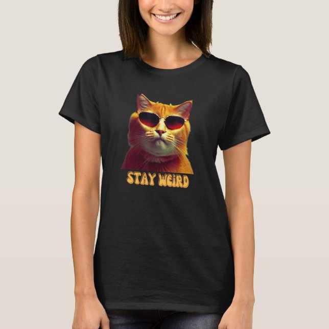 T-shirt Chat Cool super avec lunettes pour chat Papa Stay  (Devant)