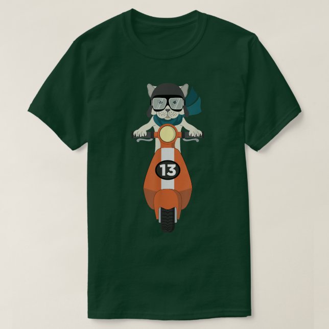T-shirt Chat cool sur scooter cyclé pour Hipsters  (Design devant)