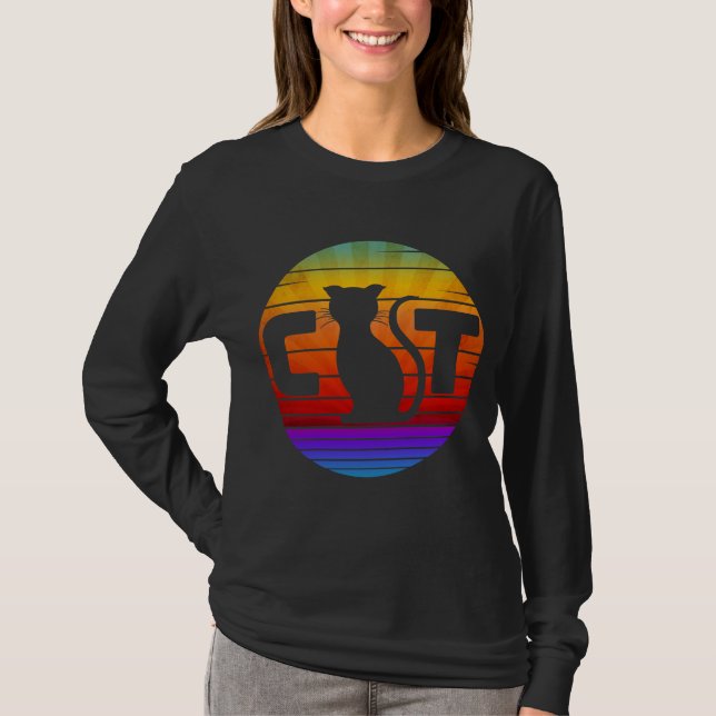 T-SHIRT CHAT COUCHER DE SOLEIL VINTAGE (Devant)
